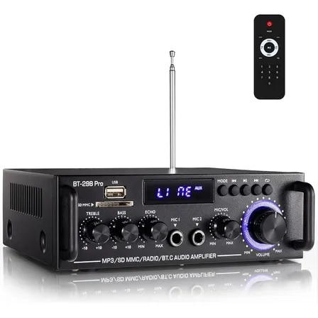 Amplificador Bluetooth 160W RMS FM Karaokê USB SD Entrada Mic Modelo BT-298PRO