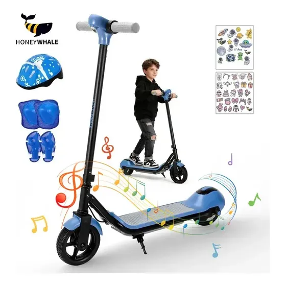 HONEYWHALE E2 Patinete Elétrico Infantil, 138W-15KM/H-8KM, Motor-Velocidade-Autonomia-Mini, Adequado para Meninos e Meninas dos 6 aos 12 anos, Luzes LED Multicoloridas, Pneus Sólidos de 6,3 Inch Azul