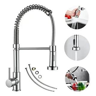 Torneira Gourmet Para Cozinha Inox Escovado De Bancada Quente E Frio Monocomando Misturador Cromado Brilhante Yesop