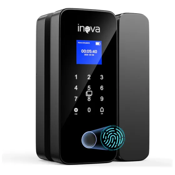 Fechadura Digital Inteligente Porta Correr Vidro Biometria Senha Bluetooth App