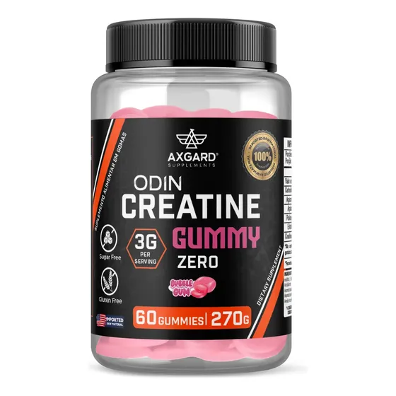 Creatina Gummy Zero Açúcar - 60 gomas - Sabor Bubblegum - Axgard Supplements