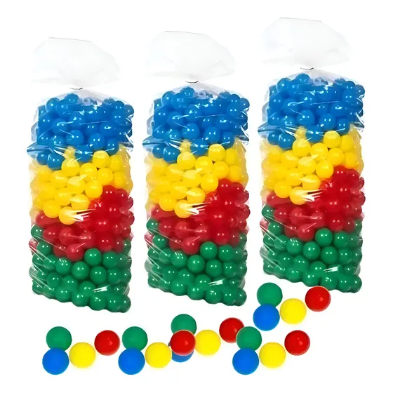Pacote Com 1.000 Bolinhas Coloridas 76 mm Resistentes Não Amassam cor Azul Amarelo Vermelho Verde