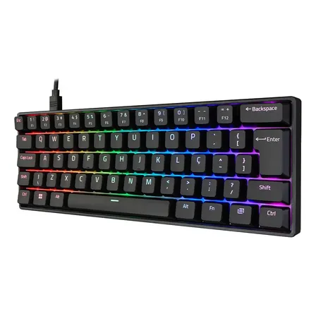 Teclado Mecânico Akko 3061s Preto ABNT2 Switch Rosa RGB