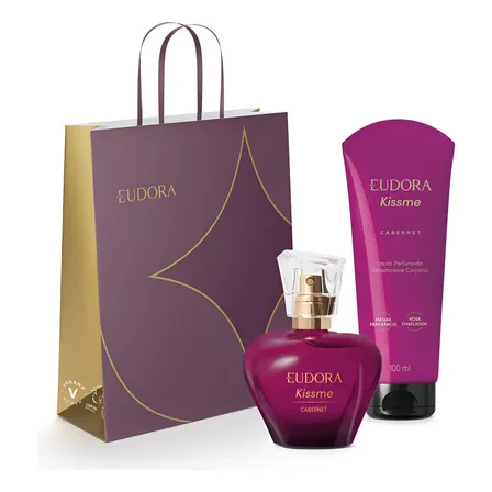 Eudora Kiss Me Cabernet Presente: Colônia 50ml + Loção Perfumada 100ml + Sacola
