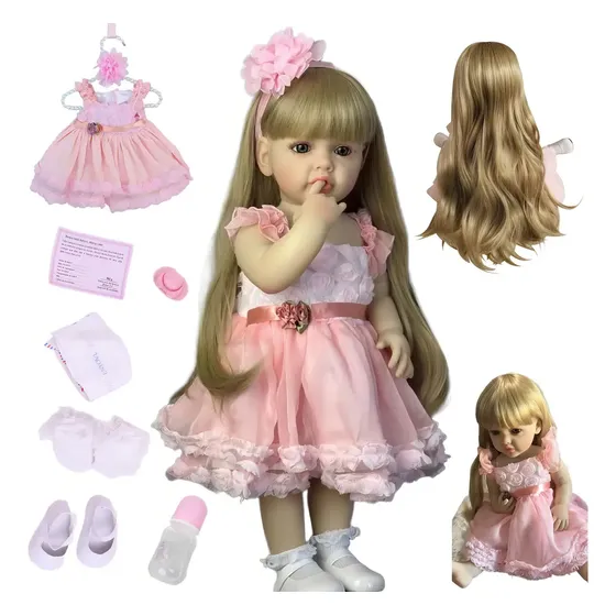 Bonecas Bebe Reborn Menina Realista Silicone 55 Cm Loiro