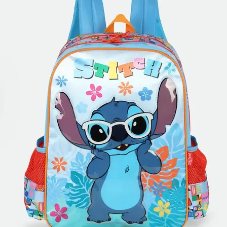 Mochila Costas Escolar Aulas Stitch Is42391sc Cor Azul Desenho Do Tecido Liso