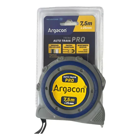 Trena Profissional Argacon 7,5m Auto Trava Nylon Ponteira Magnética
