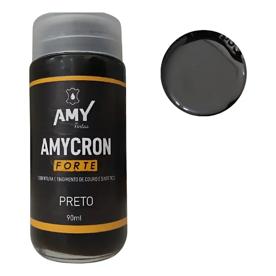 Tinta Amycron Forte Couro Legítimo E Alguns Sintéticos 90ml Tinta Preto