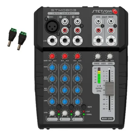 Stetsom Stm0803 Mesa Equalizadora Som 3 Canais Cor Preto
