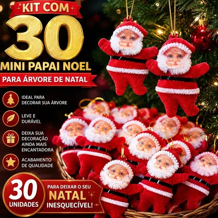 Kit 30 Mini Papai Noel Pendente Enfeite Árvore De Natal Vermelho Veludo 5cm Decoração Sambalelê Artigos Para Festas E Descartáveis