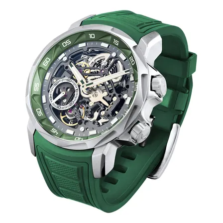 Relógio Masculino Automático Feice Esqueleto Com Pulseira De Silicone Verde Verde-musgo