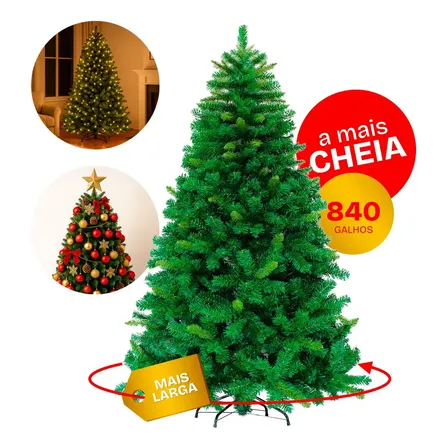 Árvore De Natal 1,80m Jhamba Tradicional Verde Com 840 Galhos