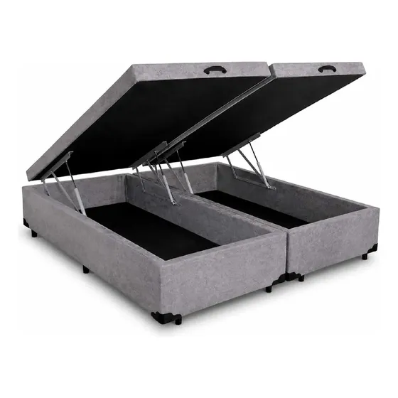 Cama Box Baú Queen 158 Bello Box - Suede Cinza