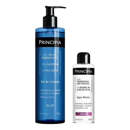 Principia Kit Dupla Limpeza Água Micelar + Gl-02 Todo Tipo De Pele Dia/noite