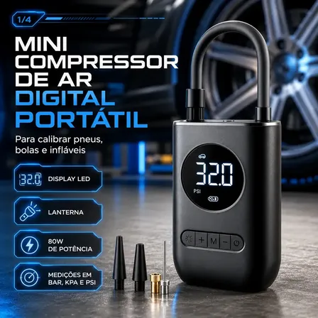 Bomba De Ar De Mão Pneu Car Air Pump Sem Fio 150 Psi Luz De Emergência Led Com Bateria Recarregável De 4000 Mah Verunto Preto