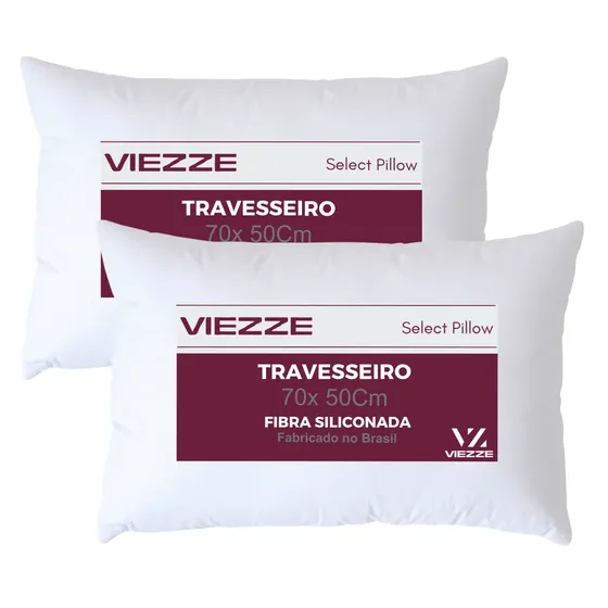 Travesseiro Viezze Luxo 50x70cm Antialérgico Kit 2 Unidades