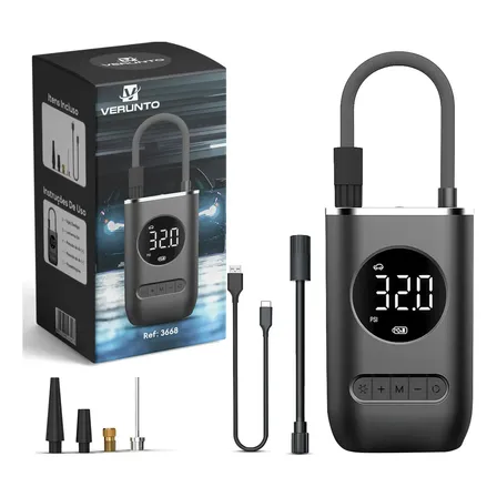 Compressor De Ar Pneu Calibrador Compressor De Pneu Digital Portátil Para Carro Bicicleta E Moto Sem Fio Preto 127/220v Monofásica