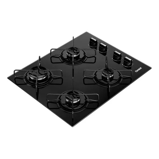 Cooktop Consul A Gás 4 Bocas Com Grades Estáveis - Cd060be Preto 127/220v