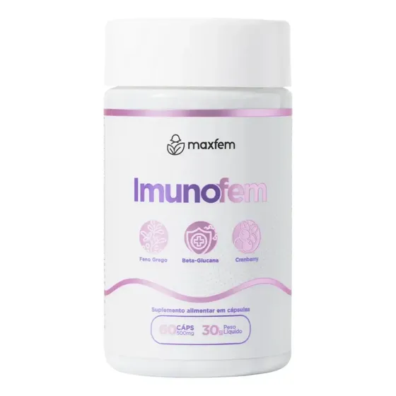 Suplemento Alimentar Imunofem 500mg 60 Cápsulas Sem Sabor Vegano MAXFEM