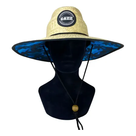 Chapéu De Palha Gazz Para Praia E Verão Com Estampa Palmeira Azul Chapéu Palha Gazz Palmeira Azul Un Liso