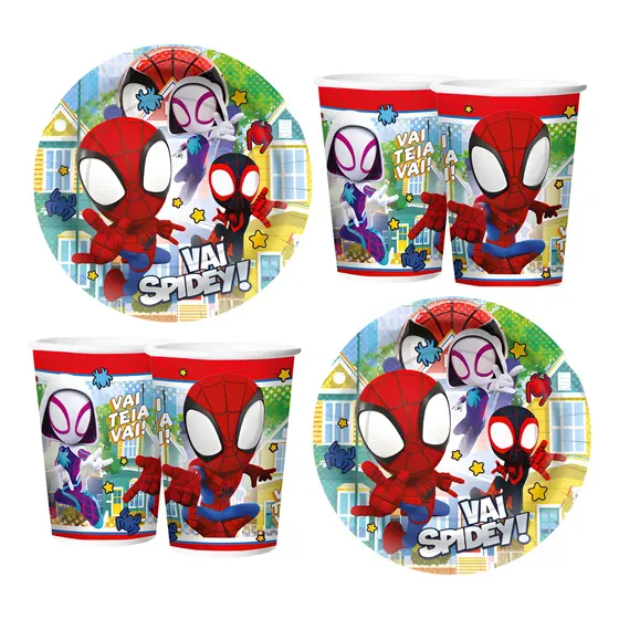Kit Festa Regina Festas Spidey 26 Peças Copos e Pratos Decorado