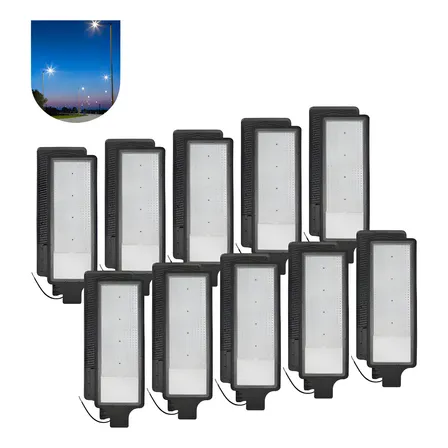 Kit 10 Luminárias Led 400w Externa Ip68 Branco Frio Para Rua 127/220v Preto