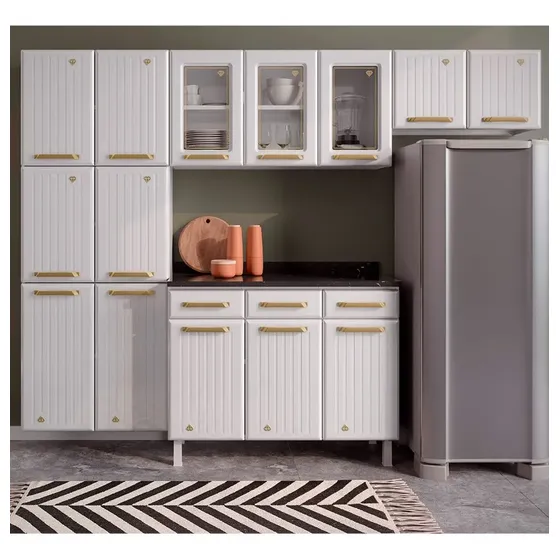 Cozinha De Aço Compacta Com Vidro 4 Peças Diamante