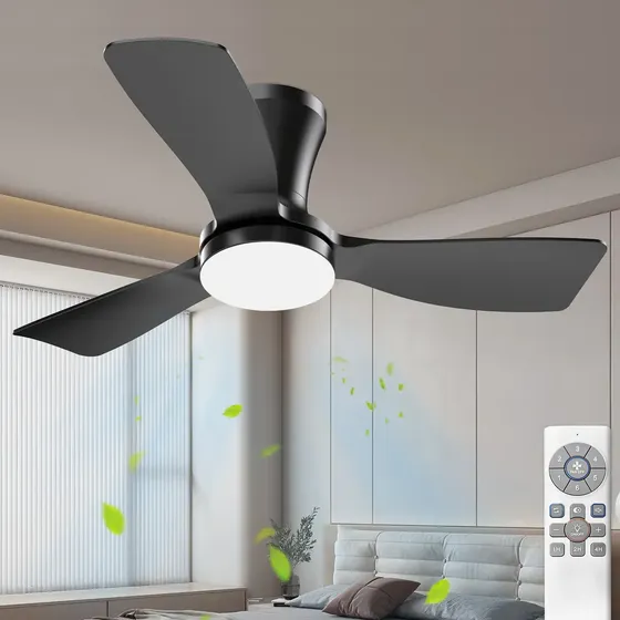 Ventilador de Teto FANSVENTO 36" com Luz LED e Controle Remoto, Motor DC Silencioso para Quarto e Sala