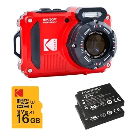 Câmera Pixpro WPZ2 - Red + 2 Baterias + microSD Kodak