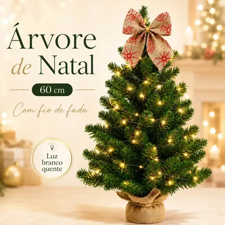 Árvore De Natal De Mesa Luxo Decorada Cheia Pinheiro Premium Tradicional Enfeitado Enfeite Decoração Natalina 60cm Verde