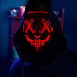 Máscara Led Cosplay Halloween Diferentes Fases Máscara Neon Cor Vermelho