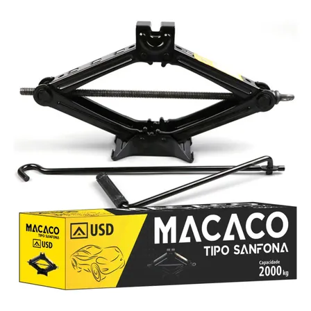 Macaco Automotivo Sanfona Mecânico 2000kg P/ Veículos 2 Toneladas Troca Pneu Estrada Portátil Prático Reforçado
