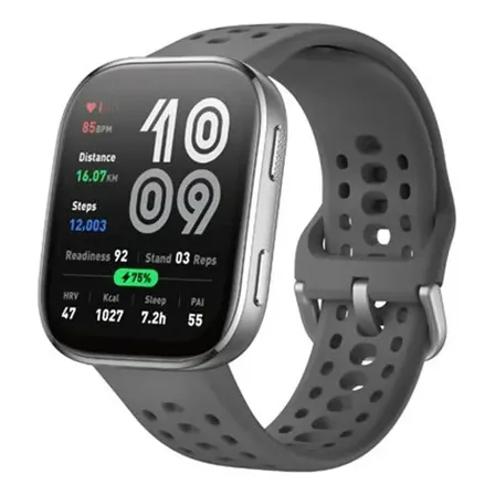 Smartwatch Amazfit Bip 6 Tela De 1.97 Com Pulseira De Silicone Cor Cinza-escuro Y Caixa Color Prateado Esportivo