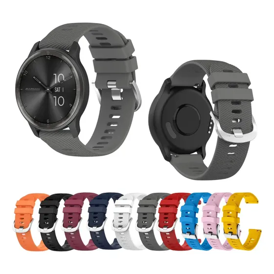 Pulseira Para Garmin Forerunner 55/165 245/645 Silicone 20mm Cinza Lisa Cinza-escuro 2 Cm