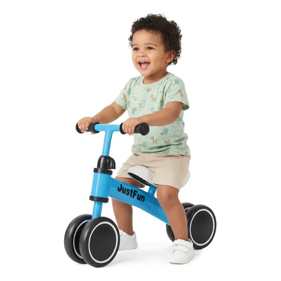 Bicicleta de Equilíbrio Infantil 4 Rodas 1 a 3 Anos JustFun Brinquedos Cor Azul