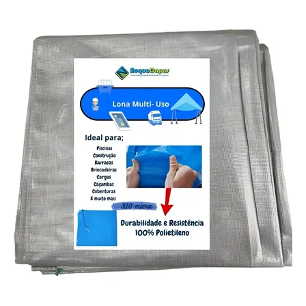 Lona Impermeável Cinza 5x2m Acquacapas Multiuso Proteção Uv