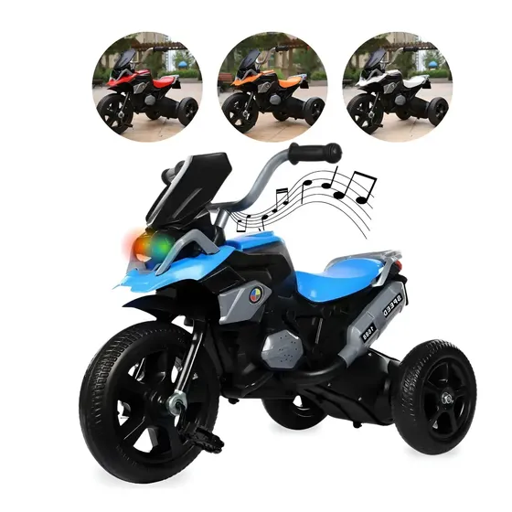 Triciclo Infantil Motoca Moto Com Pedal 3 Rodas Com Som Cor Azul