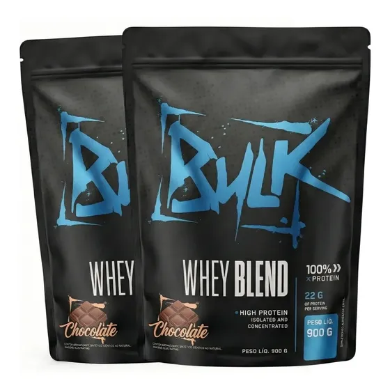 Kit 2x Whey Protein Blend 900g Pó | Bulk Nutrition Sabor Chocolate
