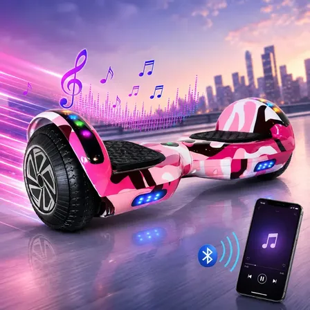 Hoverboard Skate Elétrico 6.5 Com Led Bluetooth Para Criança Cor Rosa