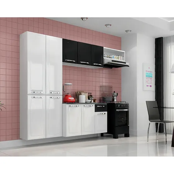 Cozinha Completa Itatiaia Aço Amanda Com Paneleiro Duplo Cor Preto