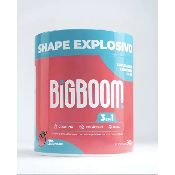 Creatina Big Boom 3 Em 1 Colágeno BCAA 300g Pink Lemonade
