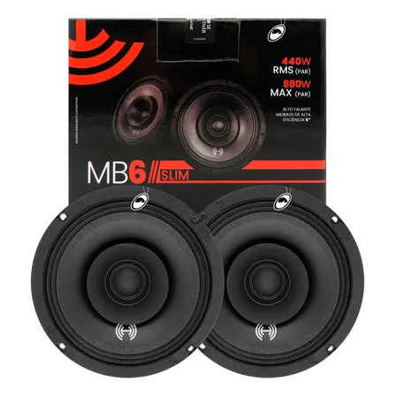 Alto-falante Mid-bass 6 440w Rms Hurricane Mb6 Slim Automotivo Preto