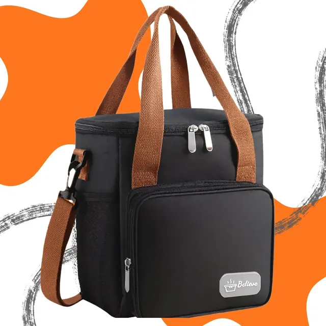 Bolsa Térmica Lancheira Marmita 12l Média Cerveja Comida Bebidas Academia Trabalho Escola Passeio Alça Ajustável E Removível Conserva Quente E Frio Cor Preta Tche Amo Preto