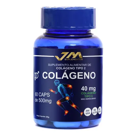 Colágeno Tipo 2 Jm Suplementos 40mg 60 Cápsulas Sem Glúten Sem Sabor