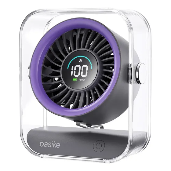 Mini Ventilador Portátil Basike Com Bateria 5000mah E Rotação 60° Lilás