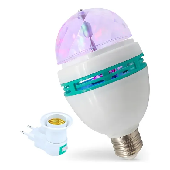Lâmpada Led Bola Maluca Black Raipe Giratória Rgb 7 Leds Discoteca 127/220v