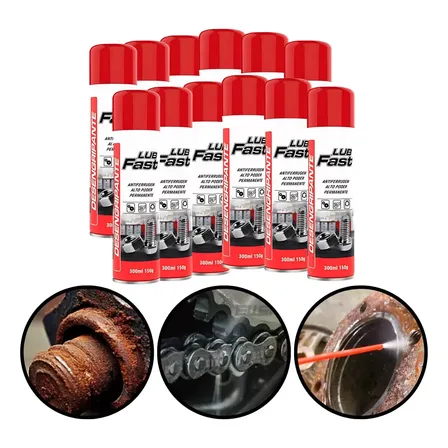 Kit 12 Desengripante Spray Lubfast 300ml Lubrificante Anticorrosivo