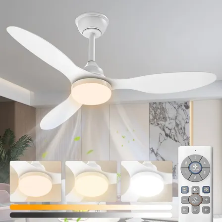Ventilador De Teto Qfun 42 Com Luz Led, Controle Remoto E Motor Dc Silencioso 1.067 M Branco 127/220v Plástico 3