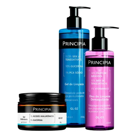 Principia Kit Limpeza E Hidratação Ol-01 + Gh-01 + Gl-02 Todo Tipo De Pele Dia/noite