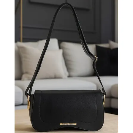 Bolsa Feminina Transversal De Couro Pu Alça Mala Acambamento Das Ferragens Ouro Correia De Ombro Desenho Do Tecido Lisa Tiracolo Presente Preto Liso